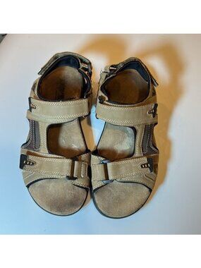 Khombu Men's Noah Comfort Adjustable Hook & Loop Strap Sandal Brown Size 8